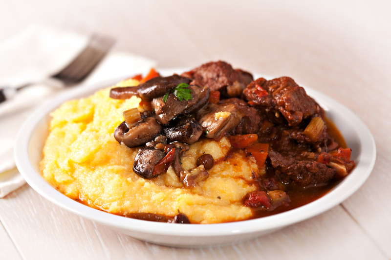 Slow-Braised Beef and Porcini Mushrooms over Creamy Polenta | MaMaBlip